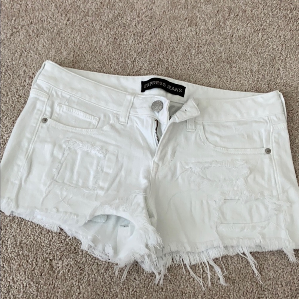 Express white jean shorts